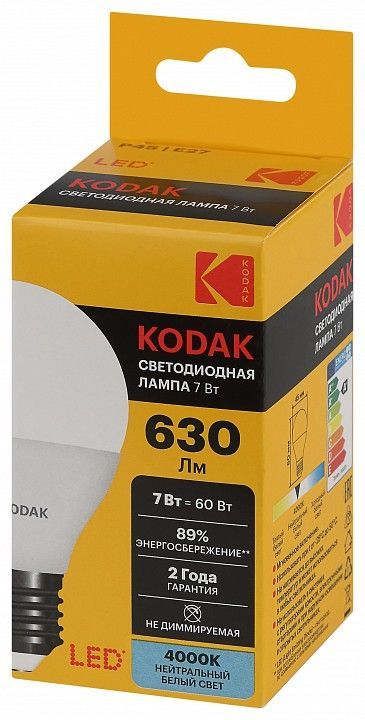 Лампа светодиодная Kodak  E27 7Вт 3000K LED KODAK P45-7W-840-E27 K