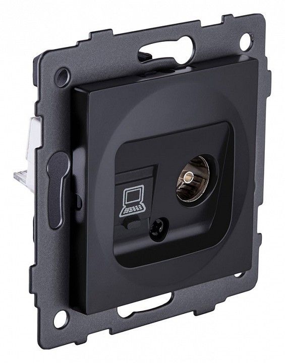ТВ-розетка и розетка Ethernet RJ-45 без рамки Kollinger  REA-021BM