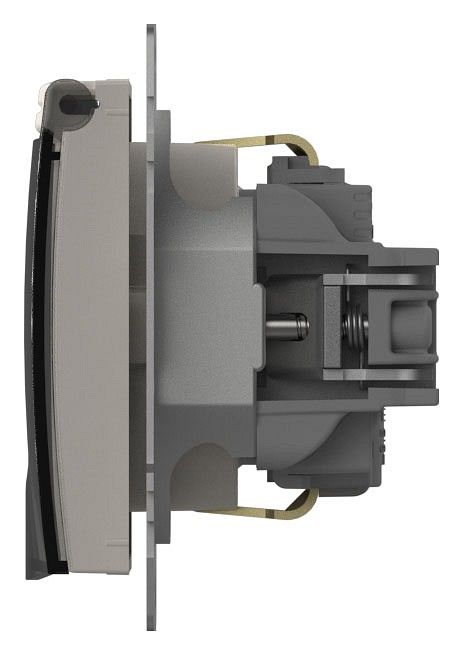 Розетка с заземлением и со шторкой, без рамки с крышкой Elbi Eleсtriс Zena Vega 609-010200-219