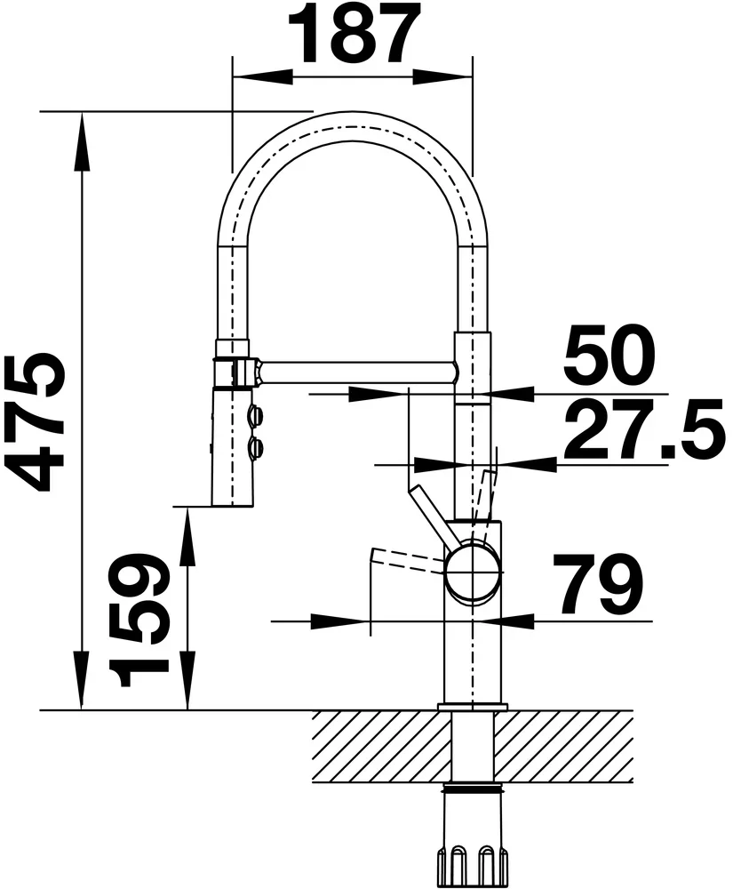 Смеситель Blanco CATRIS-S Flexo 525792 нержавеющая сталь