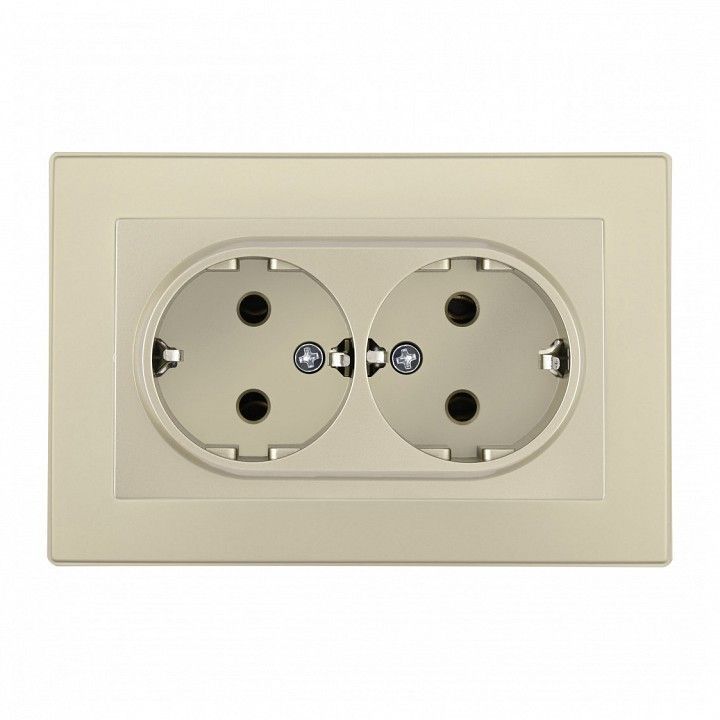 Розетка двойная с заземлением и со шторкой Arte Milano SET06-2 SET06-double-40-2 shampan