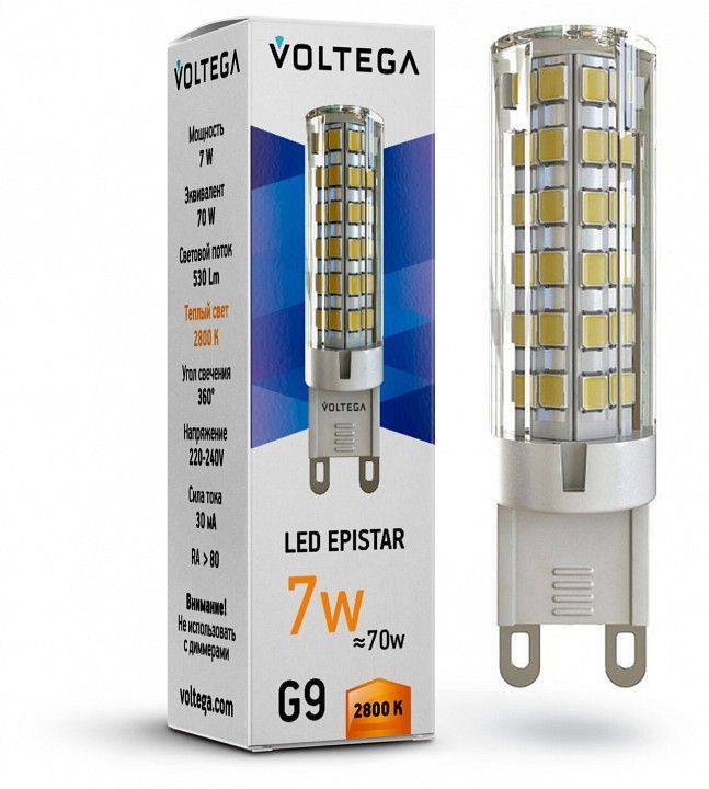 Лампа светодиодная Voltega  G9 7Вт 2800K 7036