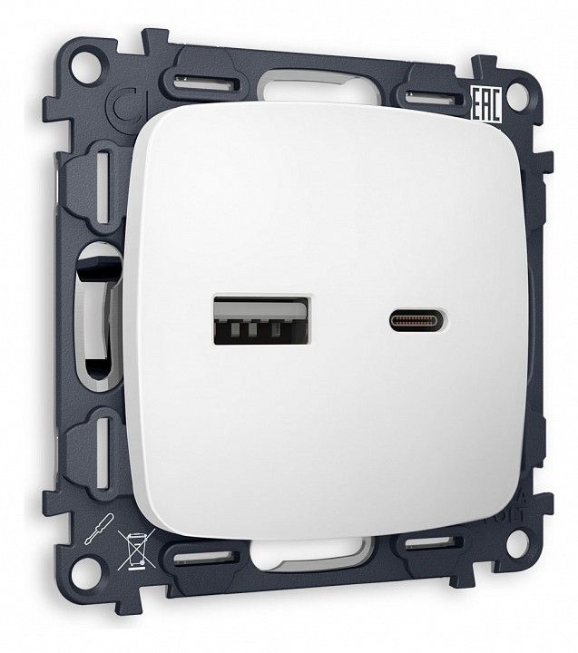 Розетка 2хUSB type A и C без рамки Ambrella Volt OMEGA MO131010