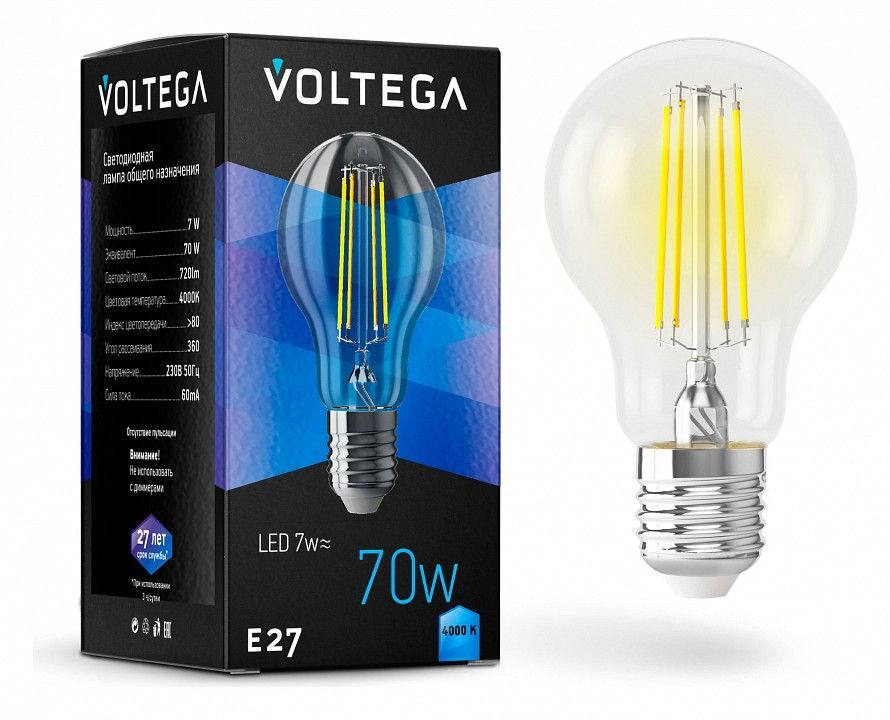 Лампа светодиодная Voltega груша (General purpose bulb) E27 7Вт E27 7Вт 4000K 7141