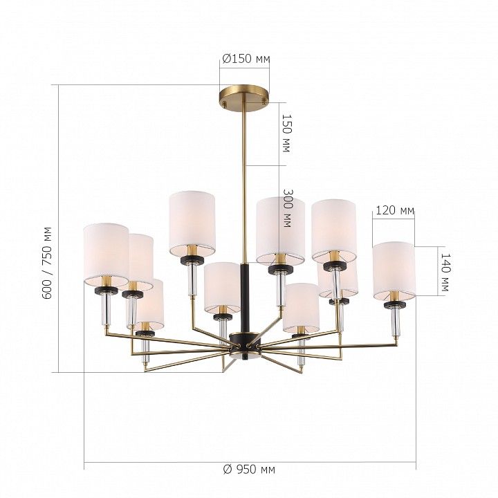 Люстра на штанге ST-Luce BLACK+BRASS SL1404.303.10