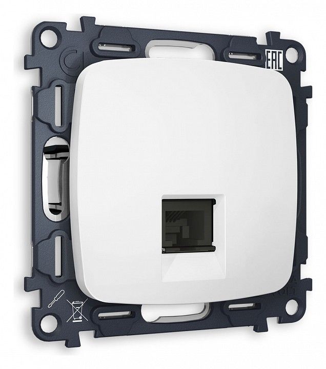 Розетка Ethernet RJ-45 и со шторками, без рамки Ambrella Volt OMEGA MO132010