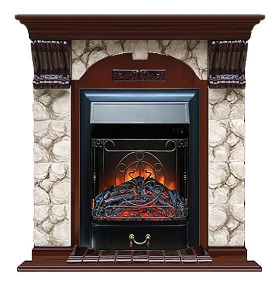 Комплект из электрокамина напольного и портала (106.5x36.5x98 см) Арочный Карелия Majestic BL АР000091