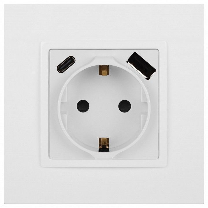 Розетка с заземлением и со шторкой и 2хUSB, без рамки Эра Эра Elegance 14-4108-01