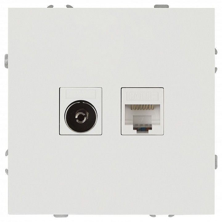 ТВ-розетка и розетка Ethernet RJ-45 без рамки Эра Galaxy 15-3110-01