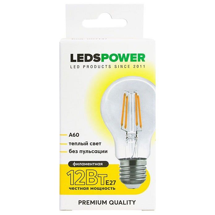 Лампа светодиодная LEDS POWER A60 E27 12Вт 3000K 007137