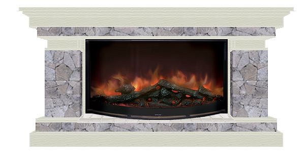 Комплект из электрокамина напольного и портала (143x45x80 см) Брайтон Марсель Rondo 86 БР000024
