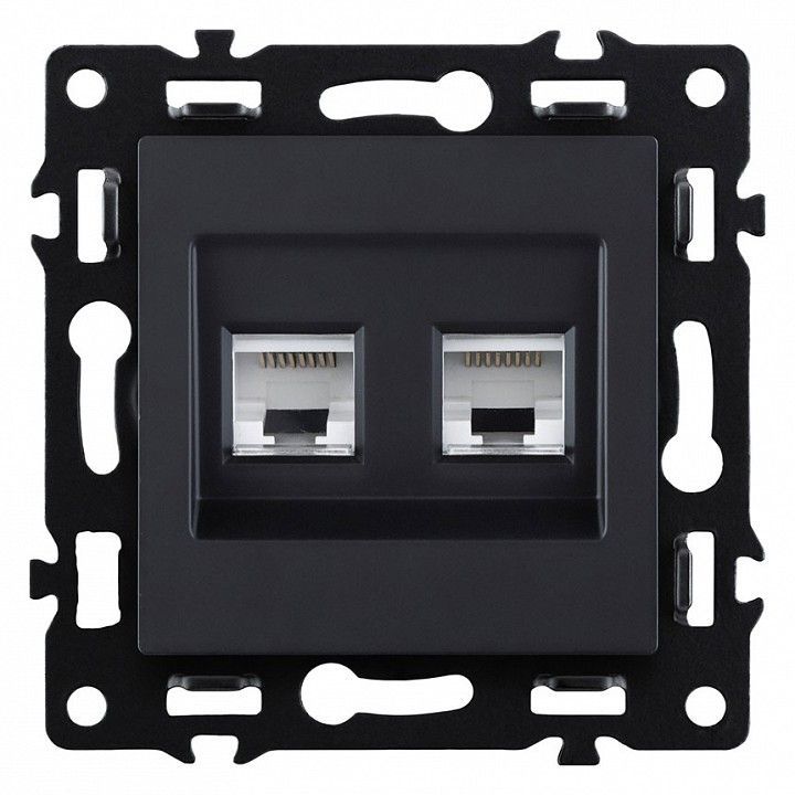 Розетка двойная Ethernet RJ-45 и со шторками, без рамки Kollinger Asthetik AS-018BK