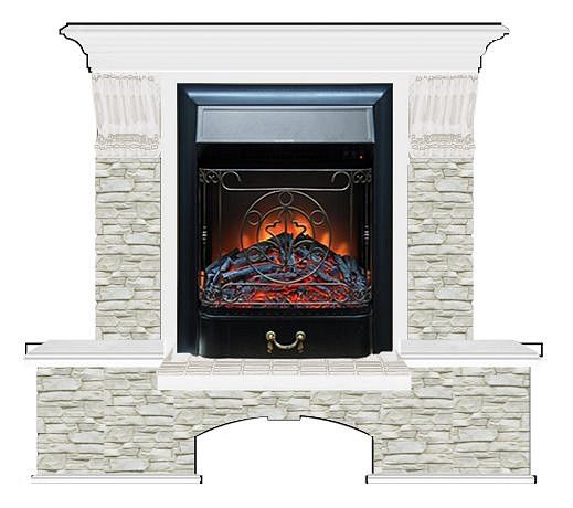 Комплект из электрокамина напольного и портала (122x40х108.5 см) Бостон К ГО Majestic BL БК000059