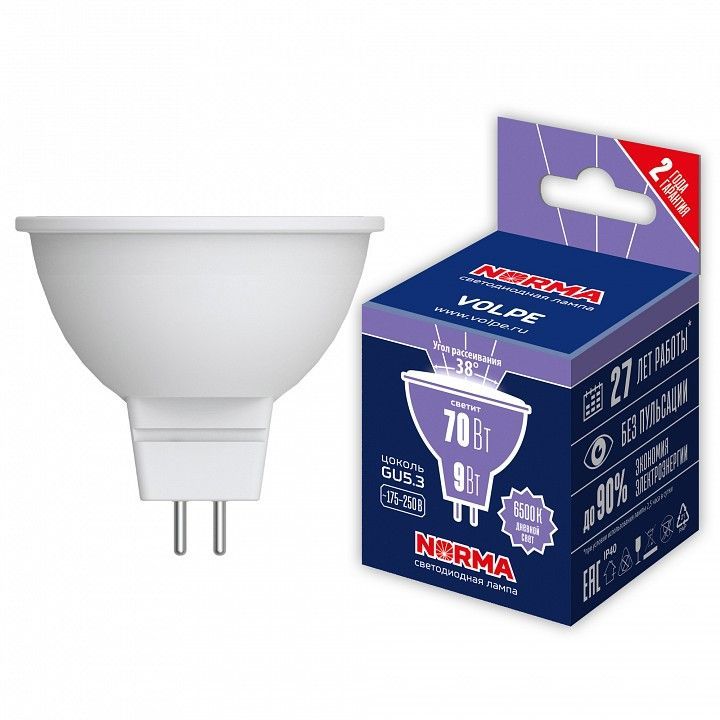 Лампа светодиодная Volpe LED-JCDR GU5.3 9Вт 6500K UL-00011195