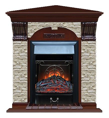 Комплект из электрокамина напольного и портала (106.5x81x98 см) Арочный ГО угл. Majestic BL АРУ00051