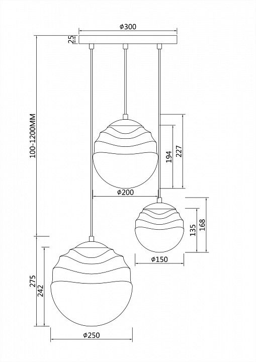 Подвесной светильник Maytoni Винаре P074PL-03N