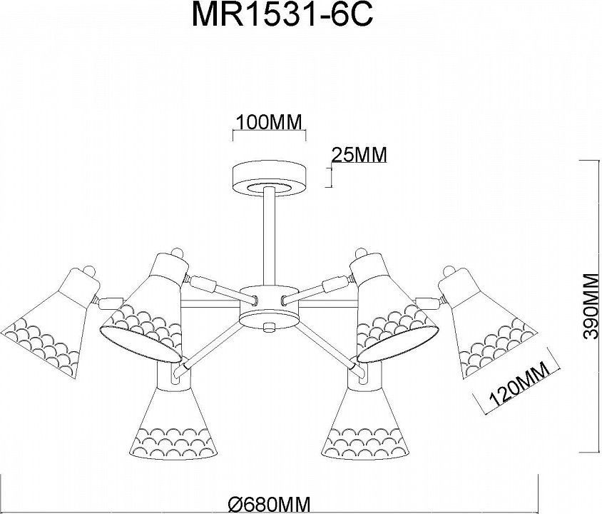 Люстра на штанге MyFar Chilly MR1531-6C
