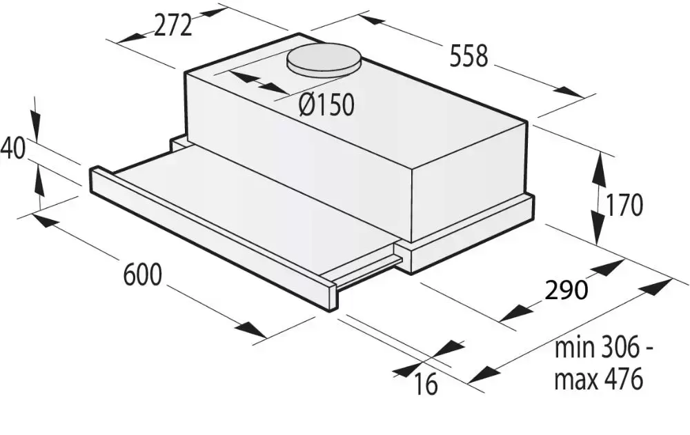 Встраиваемая телескопическая вытяжка Gorenje TH64E3SGB