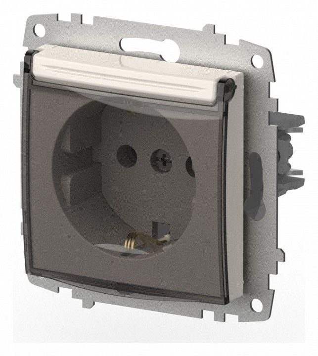Розетка с заземлением с крышкой, без рамки Elbi Eleсtriс Zena Vega 609-010200-218