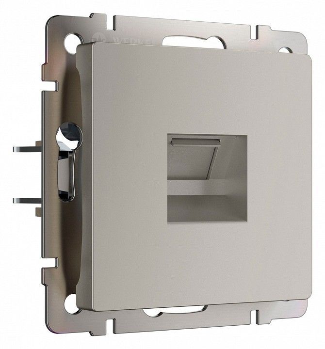 Розетка Ethernet RJ-45 и со шторками, без рамки Werkel дымчатый W1281004