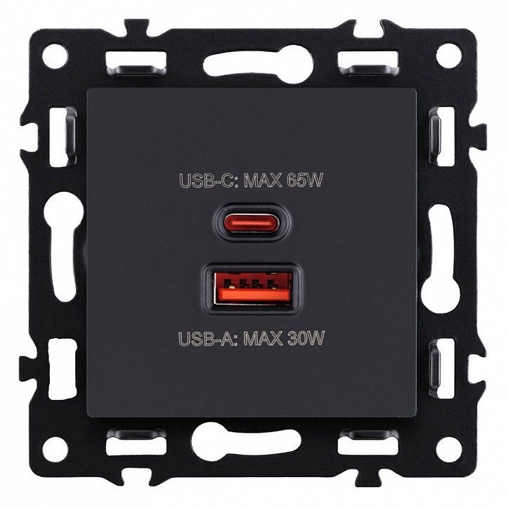 Розетка 2хUSB type A и C без рамки Kollinger Asthetik AS-024BK