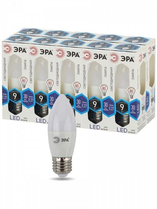 Лампа светодиодная Эра Стандарт E27 9Вт 4000K LED B35-9W-840-E27