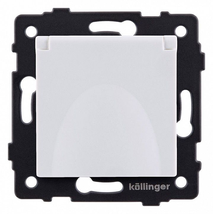Розетка с заземлением с крышкой, без рамки Kollinger  REA-006WH