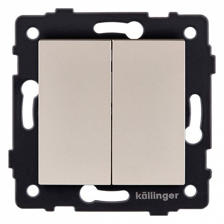Выключатель проходной двухклавишный без рамки Kollinger  REA-S-009GD
