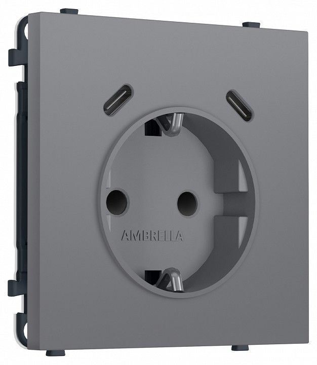 Розетка с заземлением и со шторкой и 2хUSB C, без рамки Ambrella Volt MS MS870510