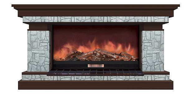 Комплект из электрокамина напольного и портала (143x45x80 см) Брайтон Старый Город Premier S86 БР000012