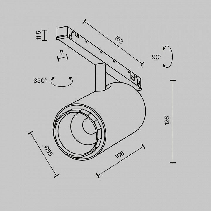 Светильник на штанге Maytoni Technical Фокус Зум TR244-12W4K-B