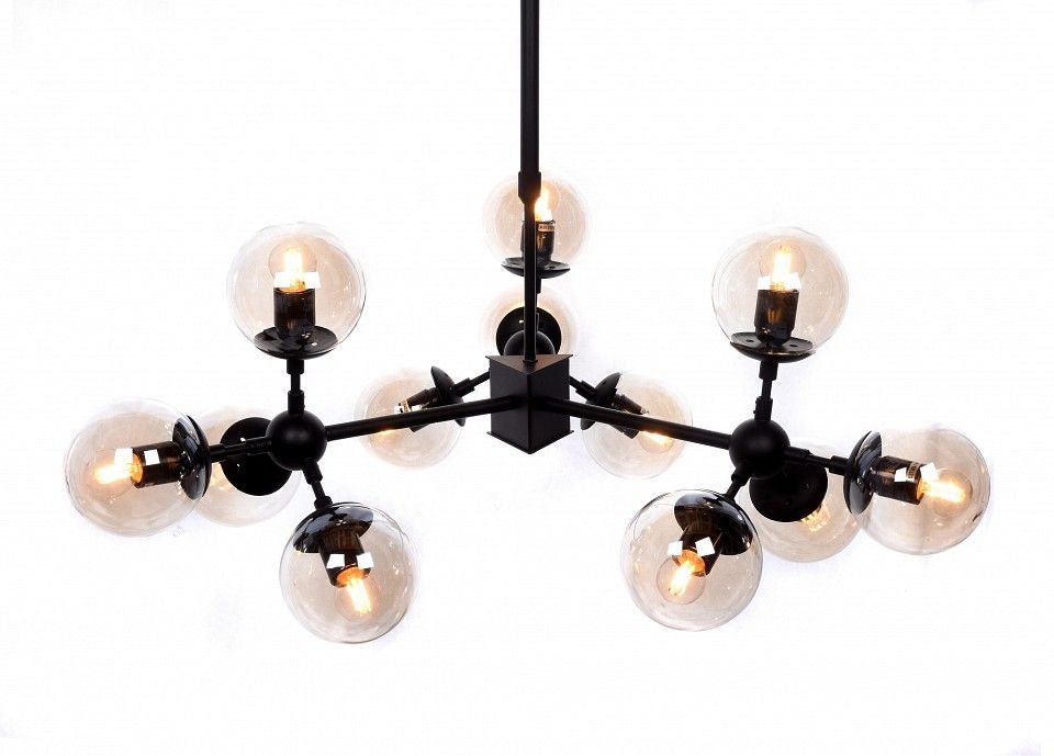 Люстра на штанге LUMINA DECO Zodiak LDP 160-12 BK+TEA