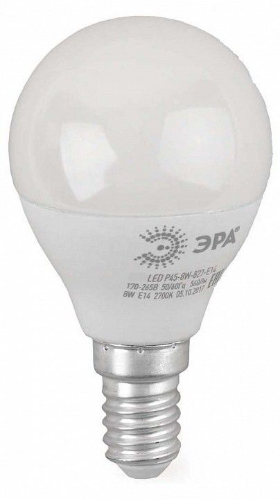 Лампа светодиодная Эра  E14 8Вт 2700K LED P45-8W-827-E14 R