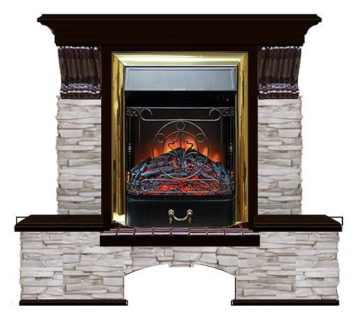 Комплект из электрокамина напольного и портала (122x40х108.5 см) Бостон К Мисхор Majestic BR БК000104
