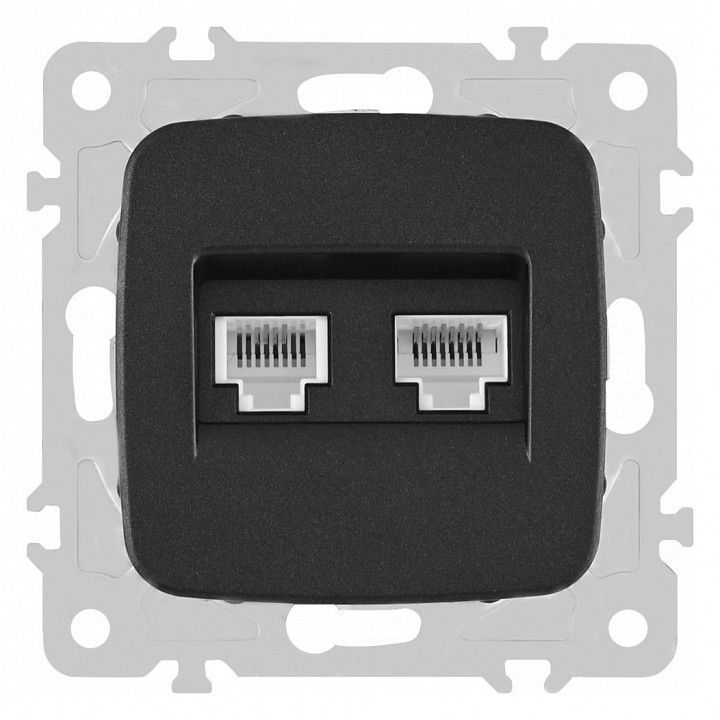 Розетка двойная RJ-11 и Ethernet RJ-45, без рамки Arte Milano am-205 205.44-1.black