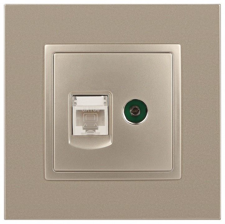 ТВ-розетка и розетка Ethernet RJ-45 без рамки Эра Эра Elegance 14-3110-04
