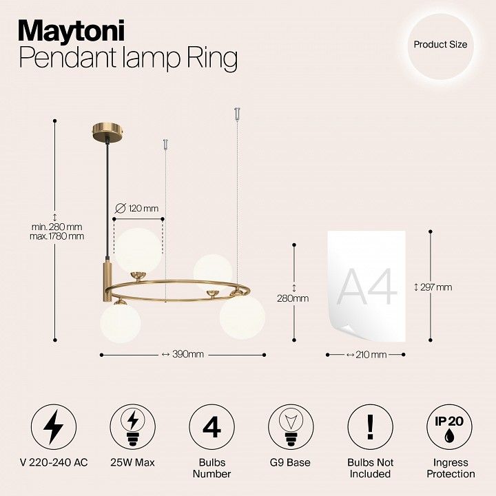 Подвесной светильник Maytoni Круг MOD013PL-04BS1