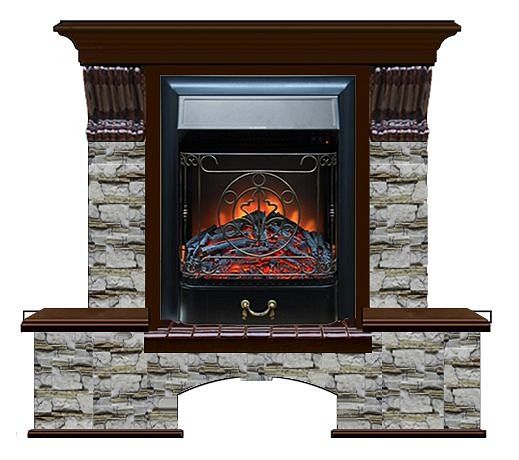 Комплект из электрокамина напольного и портала (122x40х108.5 см) Бостон К Алтай Majestic BL БК000007
