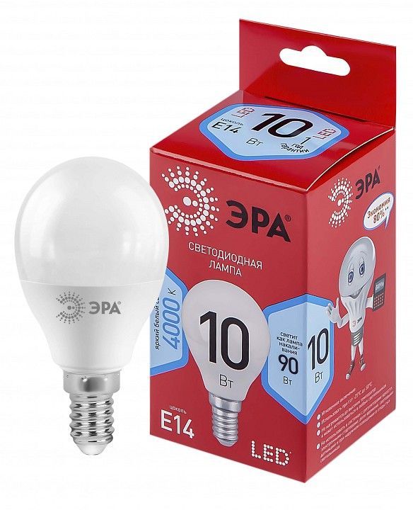 Лампа светодиодная Эра  E14 10Вт 4000K LED P45-10W-840-E14 R