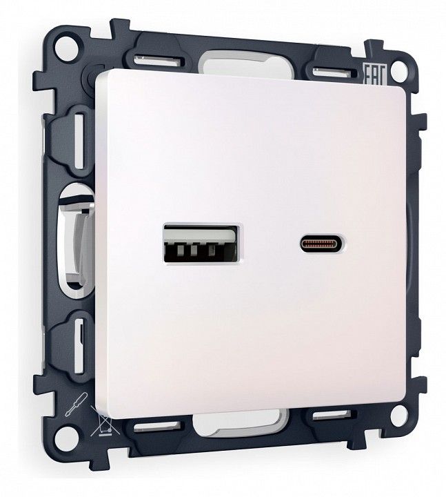 Розетка 2хUSB type A и C без рамки Ambrella Volt ALFA MA211010