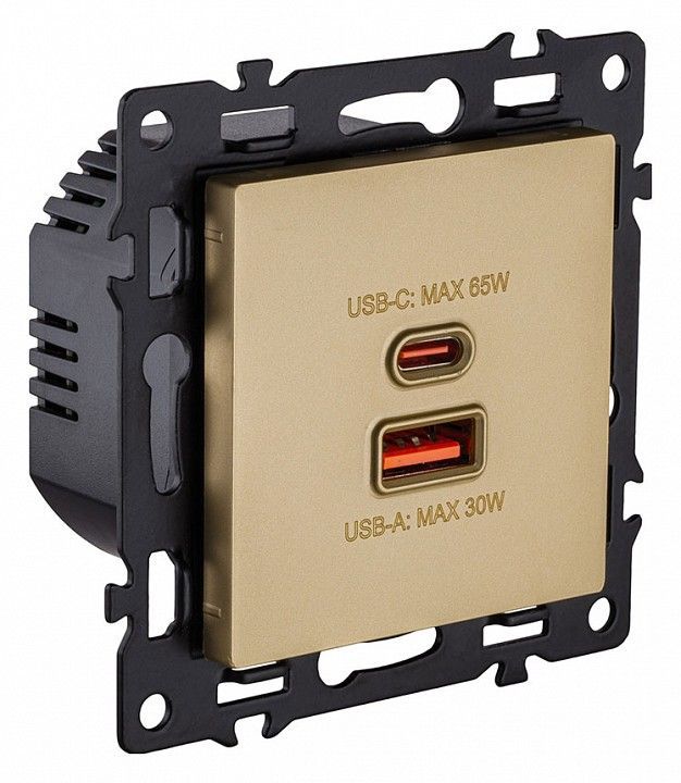Розетка 2хUSB type A и C без рамки Kollinger Asthetik AS-024GD