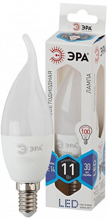 Лампа светодиодная Эра Стандарт E14 11Вт 4000K LED BXS-11W-840-E14
