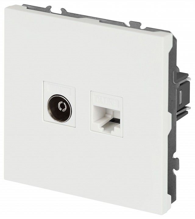 ТВ-розетка и розетка Ethernet RJ-45 без рамки Эра Galaxy Б0070790