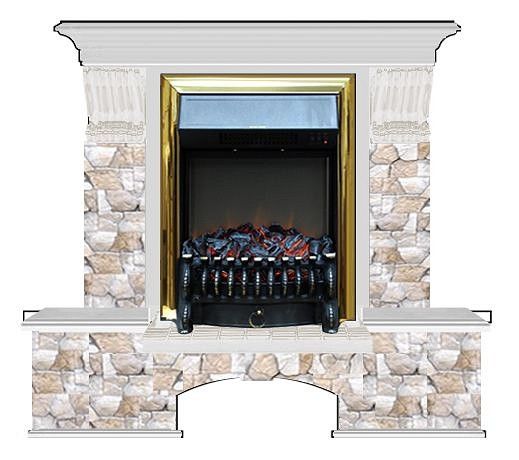 Комплект из электрокамина напольного и портала (122x40х108.5 см) Бостон К Арбат Fobos BR БК000034