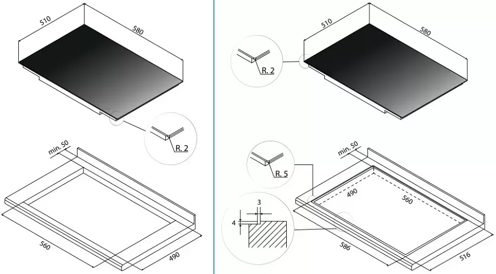 Варочная панель Falmec PIANO INDUZIONE (58 х 51)
