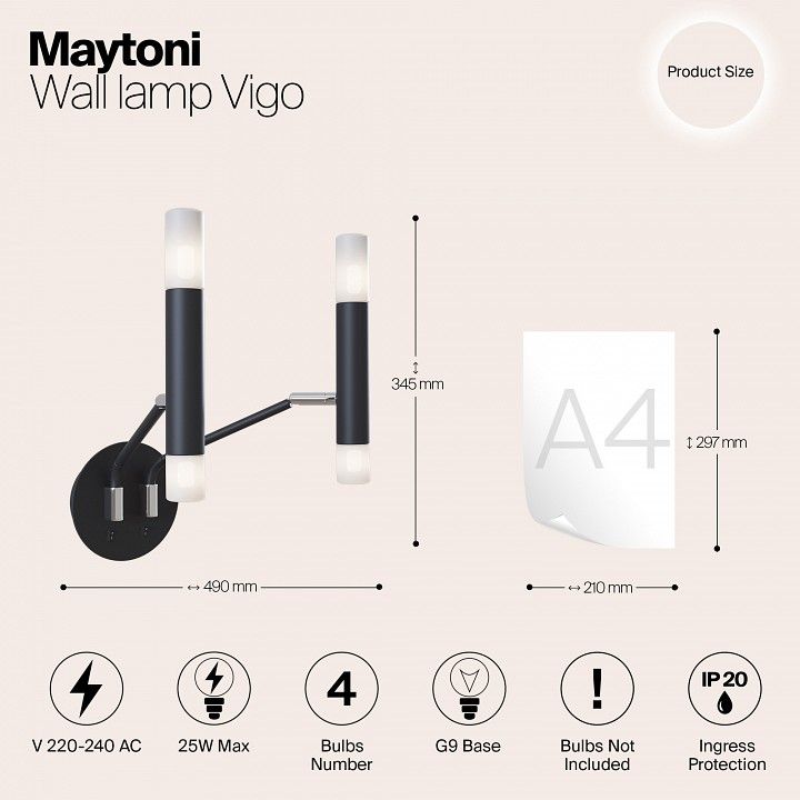 Бра Maytoni Виго MOD620WL-04B