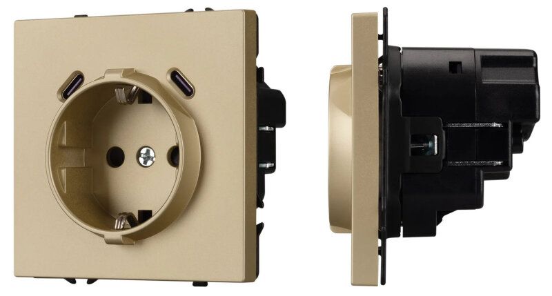 Розетка с заземлением и со шторкой и 2хUSB C, без рамки Arlight NOBE 061815(1)