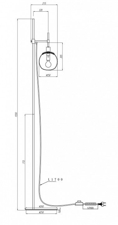 Торшер Maytoni Эрих MOD221-FL-01-G