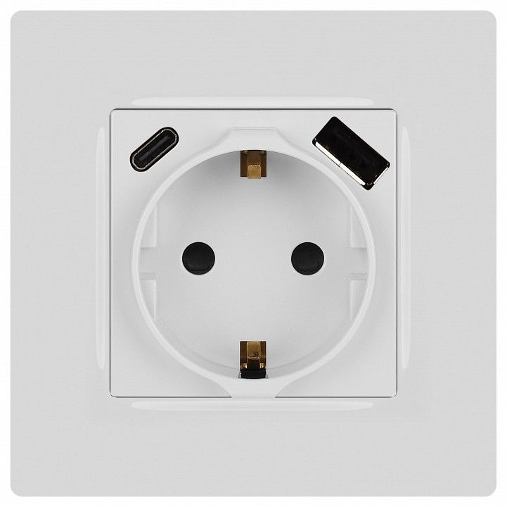 Розетка с заземлением и со шторкой и 2хUSB, без рамки Эра Эра 12 12-4108-01