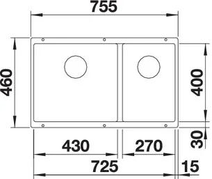Мойка Blanco SUBLINE 430/270-U с отводной арматурой InFino® черный
